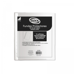 Funda Plástica Adix Carta Borde Blanco 100 Fundas <font color="red"; size= "2"><sup> (Solo en Punta Arenas)<sup></font>