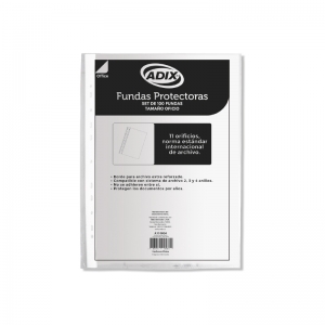 Funda Plastica Adix Oficio Borde Blanco 100 Fundas