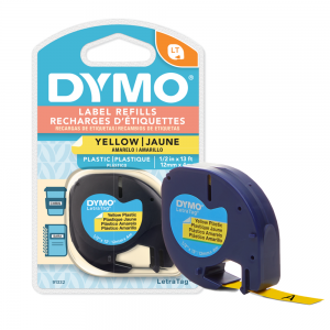Cinta Rotuladora de Plástico Dymo 12mm x 4m Amarilla