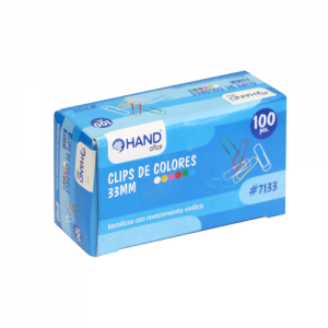 Clip Hand 33mm Colores 100un  <font color="red"; size= "2"><sup> (SA)<sup></font>