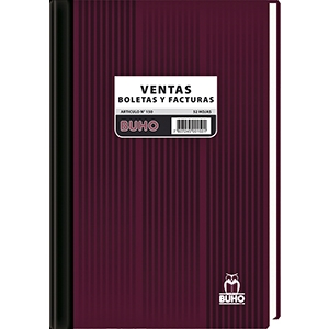 Libro Venta Boletas-Facturas Art.150 Buho 50 Hjs<font color="red"; size= "2"><sup> (SA)<sup></font>